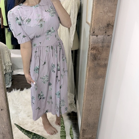 Karin Stevens Purple Puff Sleeve Midi Sundress size 14 - Picture 2 of 9
